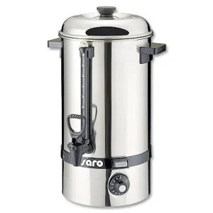 Heissgetränkespender 10 L, HOT DRINK, 230V/2.4kW, Höhe 490 mm, ø 225 mm, Edelstahl, , Sicherheitszapfhahn, Temperatur , stufenlos einstellbar +30 - 110 °C, , Kontrolllampe, Überhitzungsschutz,- Zum Erhitzen und Warmhalten von , Glühwein, Wasser, Kaffee oder Tee | Einfach bestellen